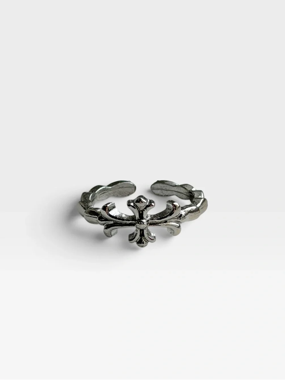 Silver Fleur-de-Lis Adjustable Ring for Men